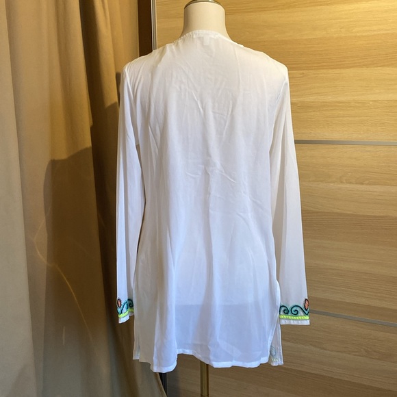 Flint Moss Beach size Small Beaded Swim Coverup White Sheer - Picture 9 of 9